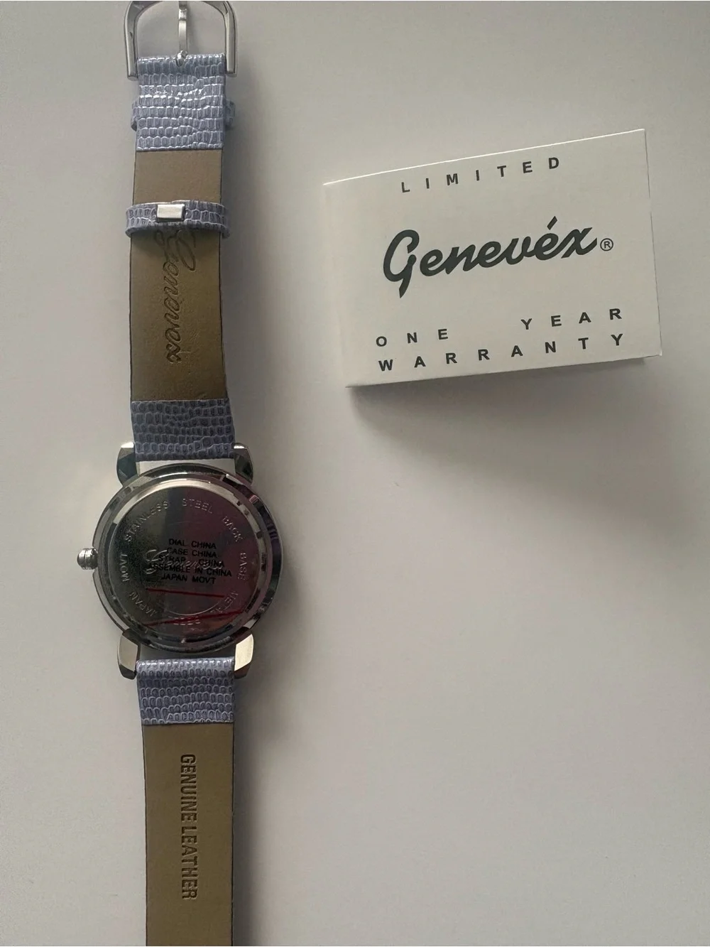 Vintage genevex Lavender Leather-Strap Ladies Watch NWOT